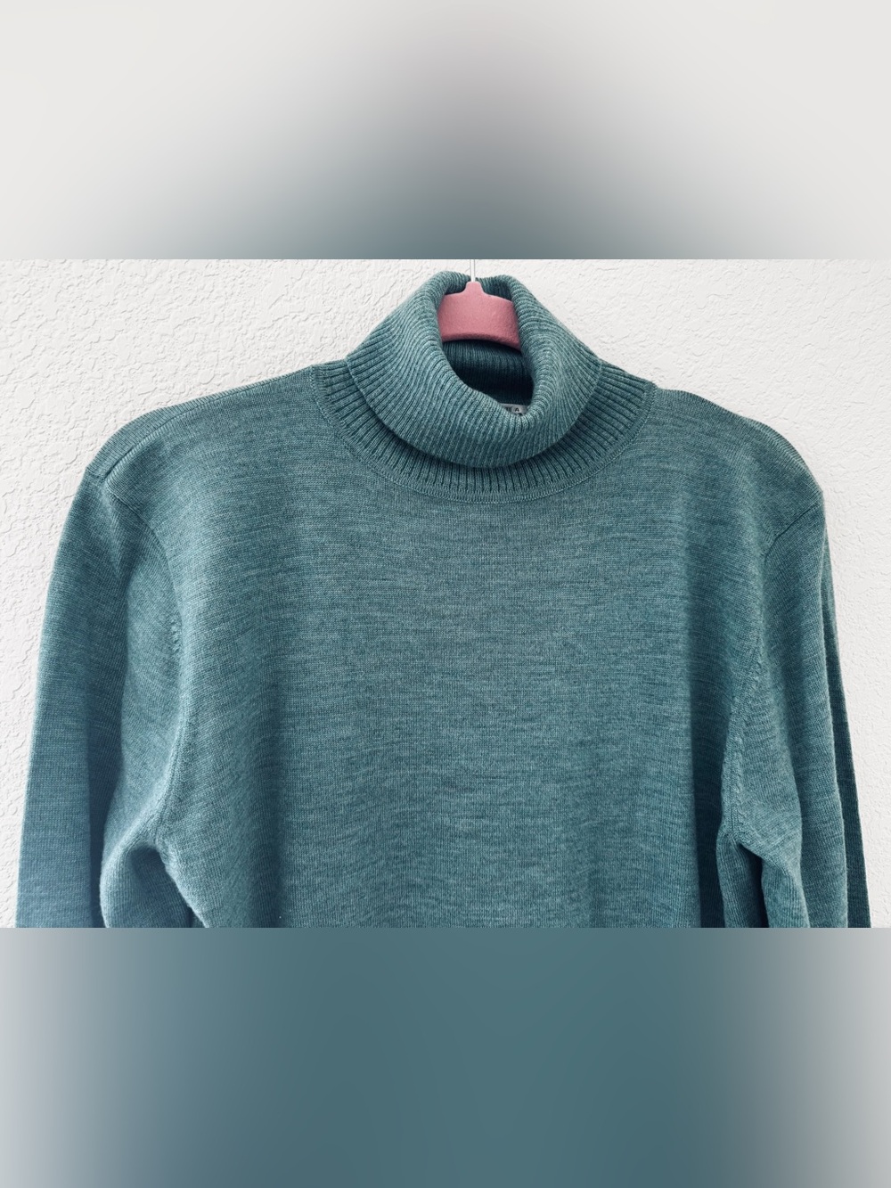Pendleton Merino Wool Micro Rib Turtleneck Teal - Picture 4 of 9